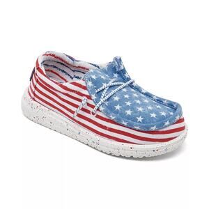 Hey Dude Red White Blue Wally Patriotic Moccasin Flats Shoes Size 6 Youth